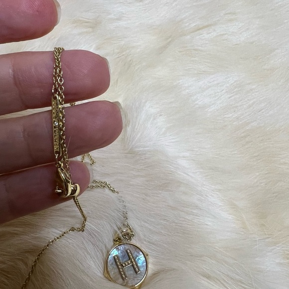 Kendra Scott Initial “H” Necklace – Gold with Iridescent Pendant - Picture 2 of 6